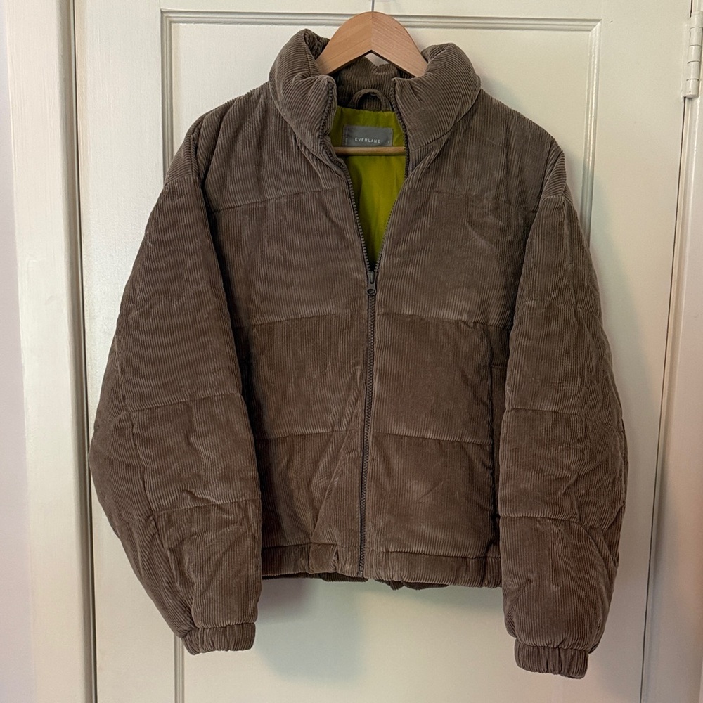 Everlane Corduroy Puffer Jacket in Brown